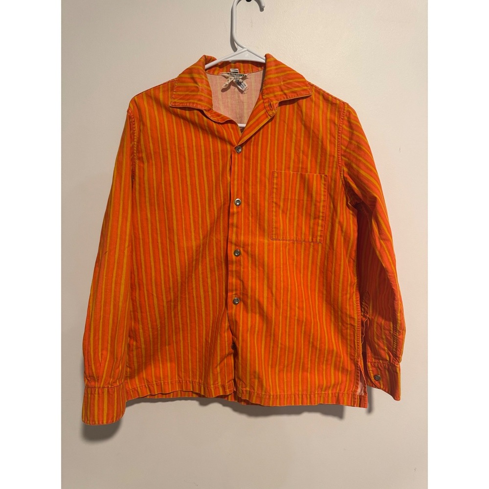 Marimekko Orange Striped Button Down Shirt